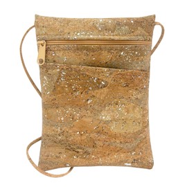 Silver Splash Cork Mini Crossbody Bag with Adjustable Strap