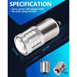 Yorkim 1156 LED Bulb Red, 3000 Lumens 300% Super Brighter LED Tail Brake Lights, BA15S P21W 7506 1003 1141 Led Bulbs for Car Stop Lights Brake Lights Tail Light Bulbs, Pack of 2