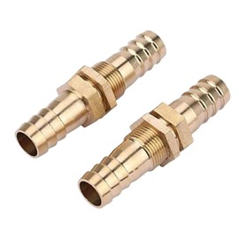 DEWIN Brass Bulkhead Pipe Fitting - Brass Bulkhead Pipe Hose Barb Brass Bulkhead Pipe Fitting Coupler Connector Adapter 2 Pcs(12mm)