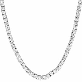 1 Row Tennis Necklace Silver Finish Lab Diamonds 4mm Chain Bracelet Set 16''