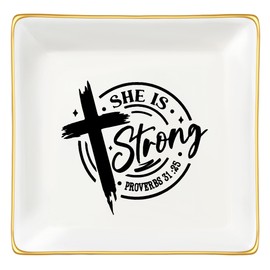 JoycuFF Christian Gifts for Women，Ceramic Trinket Dish Tray Gifts for Women，Religious Confirmation Gifts for Teen Girl，Spiritual Gifts for Women，Baptism Gifts for Girl