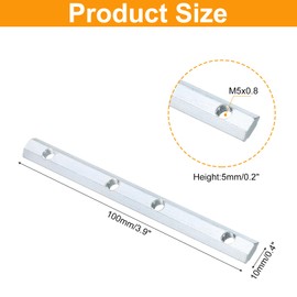 sourcing map 4pcs 20 Series Straight Line Connector 4 Inch with M5 Mounting Screws and Wrench Corner Bracket for T/V Slot 2020 Series Carbon Steel Extrusion Profile, Silver Tone
