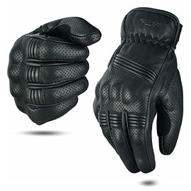 JAUNTY Guantes de Moto de Verano, Guantes de Cuero para Carreras de Motos, Guantes Protectores de Pantalla tctil para Hombres y Mujeres               