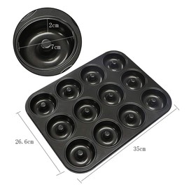 webake Donuts Backform Donutform Kuchenform 7cm Antihaft 12 Vertiefungen für Donut, Muffin, Brownie, Kuchen, 35 x 27 cm