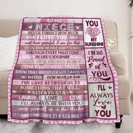 Niece Gift from Aunt and Uncle, Sweet Letter Blanket Gift for Niece, Niece Birthday Gifts Idea for Christmas Wedding Graduation Anniversary, to My Niece Gift Soft Fleece Throw Blanket 80"X60"