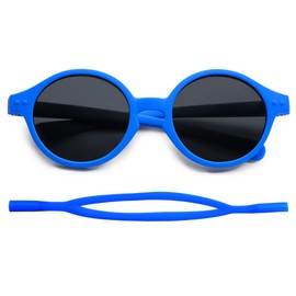 SOJOYFUL Baby Polarized Sunglasses with Strap Round UV400 Protection Toddler Girls Boys Age 0-24 Months SK5613 Royal Blue Frame Grey Lens