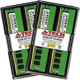 A-Tech 32GB Kit (4x8GB) Memory RAM for HP Z240 Workstation - DDR4 2133MHz PC4-17000 ECC Unbuffered UDIMM 2Rx8 1.2V - Server