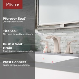 Pfister Venturi Bathroom Sink Faucet, 8-Inch Widespread, 2-Handle, 3-Hole, Spot Defense Brushed Nickel Finish, LF049VNGS