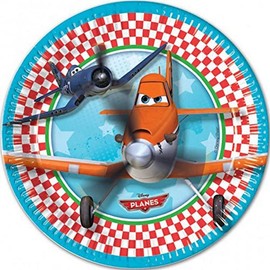 Procos 81865 – Planes, Ø20 cm Paper Plates, Pack of 8, Multi-Colour