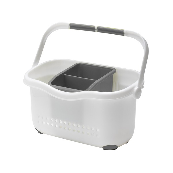 Addis 517764 Premium Sink Cutlery Draining Storage Caddy, White/Grey, 12 x 24 x 20.5 cm