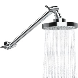 Rain Shower Head with Extension Arm 11 Inch Universal Connection to Shower Heads, Shower Head Extension with Locking Joint, Round Shower Head, Anti-limescale Shower Head