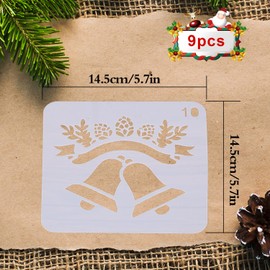Christmas Stencils, Pack of 9 Plastic Christmas Stencils, Stencil Stencils, Reusable, Stencil Set Painting, for Scrapbooking, Photo Album, DIY Gift Cards, Christmas Gifts