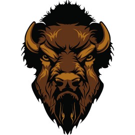 Mascot Angry Bison Head Front 4x5.8 Sticker Decal die Cut Vinyl - Made and Shipped in USA