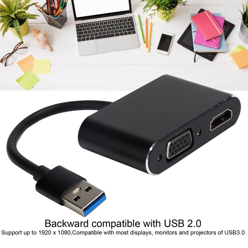 USB3.0 to High Definition Multimedia Interface VGA Adapter 2in1 HD