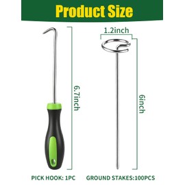 100 Pack Landscape Staples, 6 Inch Circle Top Landscape Fabric Pins, Garden Stakes SOD Pins Yard Lawn Spikes for Plant Cover, Tent, Weed Barrier Fabric, Turf, Inflatable and Outdoor Decoration