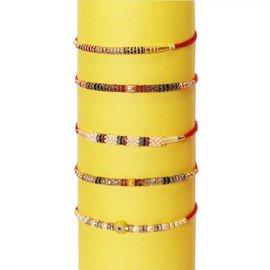 AYUSHNAIK Set of 5 Fancy Designer Multi ColorTraditional Rakhi Designer Rakhi- Best Handmade Rakhi for Loving Brother/Sibling/Rakhi for Brother, Rakhi Bracelet, Raksha Bandhan Rakhi, Raksha Bandhan Festival