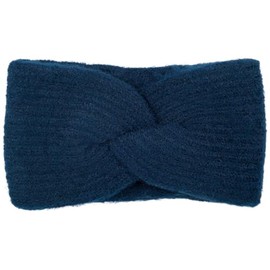 styleBREAKER 04026072 Women's Knitted Headband with Twist Knot and Rib Pattern, Plain, Warm Winter Headband, Colour: Dark Blue