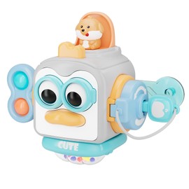 Montessori Toys, Sensory Toys for Toddlers Toys, Travel Activities Busy Cube,Busy Cube for Baby Gifts, Motor Skills Educational Learning Toys (Grey)