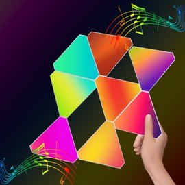 EXQSERAMC Smart RGB Modular Hex Light Panels LED Splicing Hexagon Bright Mood Wall Lamp Music Sync Creative DIY Geometric Gaming Lights Honeycomb Shape Panel Assembled Nightlight 5" Multicolor 8pcs
