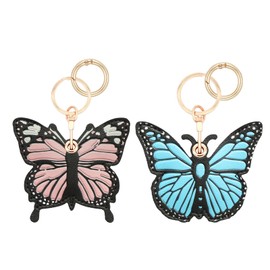 XEEWEN 2 Pack Hidden Keychain Holder for Airtag - Cute Leather Key Ring Case Cover for Women - Butterfly