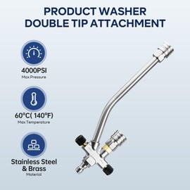 GALELEOPARD Foam Cannon Dual-Connector Accessory, Pressure Washer Double Tip Attachment for Soap Cannon, 1/4" Quick Connect Dual Lance Pressure Washer Wand, 5 Pressure Washer Sprayer Nozzles