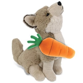 DolliBu Happy Easter Super Soft Plush Howling Wolf with Carrot - Easter Stuffed Animals with Carrot Plush Toy, Spring Easter Plush Animal Toy for Kids, Adults - 10.5 Inches