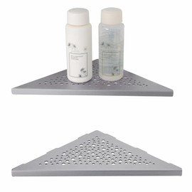 WELLUP Brushed Nickel 10’’ Corner Shower Shelf Bathroom Shower Shelves, 2 Pack Triangular 304 Stainless Steel Shower Corner Shelf for Tiled Walls, No Drilling
