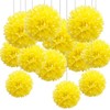 CC wonderland zone 12Pcs Yellow Hanging Tissue Paper Pom Poms