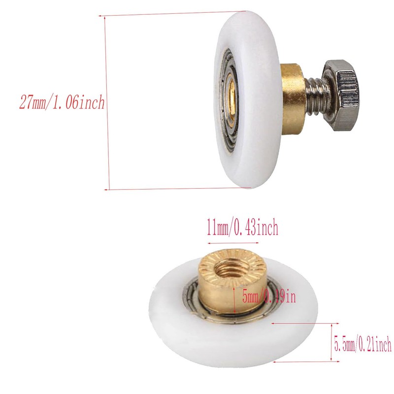 Shower Door Rollers，Roller Diameter 27mm, The Bathroom Glass Door Replacement