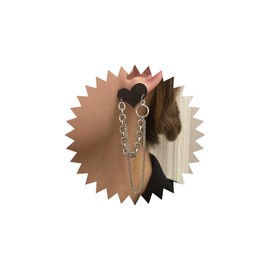 Vacaonio Vintage Heart Chain Tassel Earrings Black Heart Stud Earrings Long Heart Chain Drop Earrings Heart Chain Dangle Earrings Love Heart Earrings Jewelry for Women