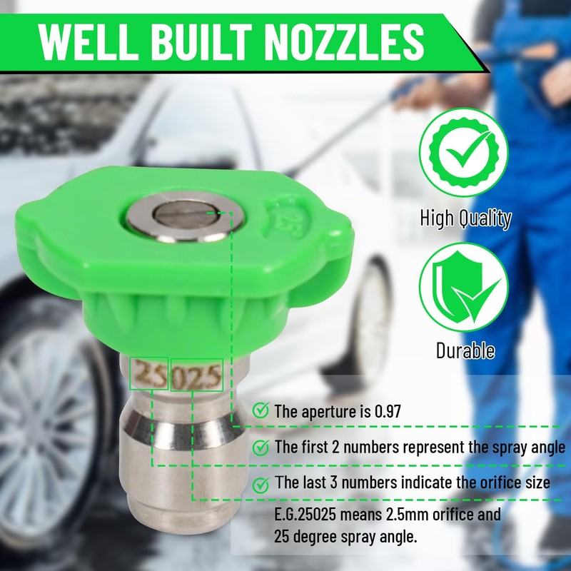 5 Pack Pressure Washer Nozzle Tips, Universal Pressure Washer Tips,