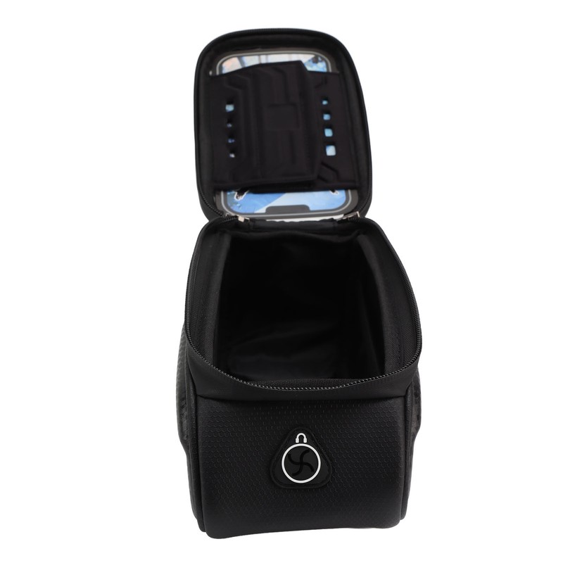 Bike Phone Mount Bag Large Capacity Waterproof Carbon Pattern PU