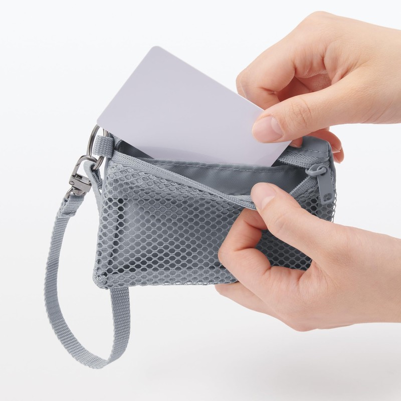 MUJI OHG72A3S Polyester Card Case, Gray, Approx. 3.1 x 4.7