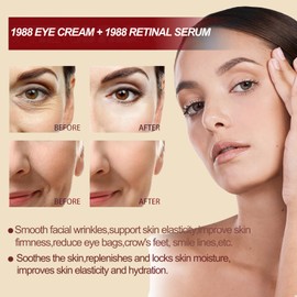 1988 Anti-Aging Eye Cream + 1988 Retinal Serum Set,Retinol Eye Cream for Dark Circles and Puffy Eyes,Retinol Serum for Face & Firming Serums,Boost Elasticity,Glowing Skin 2pcs.