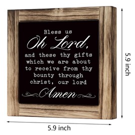 Bless Us Oh Lord Signs, Catholic Prayer Signs, Kitchen Sign, Rustic Wooden Tabletop Decor Sign, Christian Decorations for Home, Dining Room Decor, Kitchen Decorations for Shelf