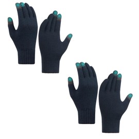 zowya Touch Screen Knitted Gloves 2-Pairs, Winter Warm Gloves For Men, Suitable For Outdoor Sports Daily Use(Navy,L)