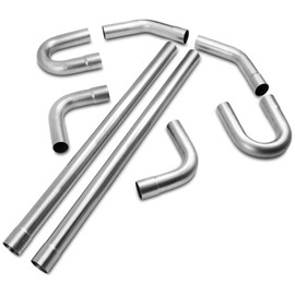2.25 Inch Exhaust Pipe Universal T304 Stainless Steel Exhaust Pipe Tubing Kit Custom Straight U Bend 45 & 90 Degree Mandrel 8PCS