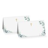 Gihyan Baptism Table Place Card, Gold Foil Greenery Tent Style