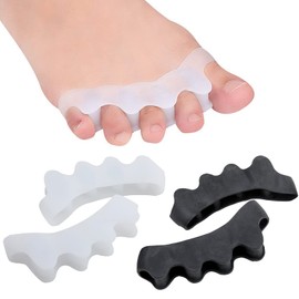 2 pares Separador de Dedos de Gel, Separador de Dedo del Pie de Cinco, Cómodo Elástico, Corregir Juanetes Nocturno y Día, Dedos de Martillo, Juanetes, Pié de Garra para Hombres y Mujeres