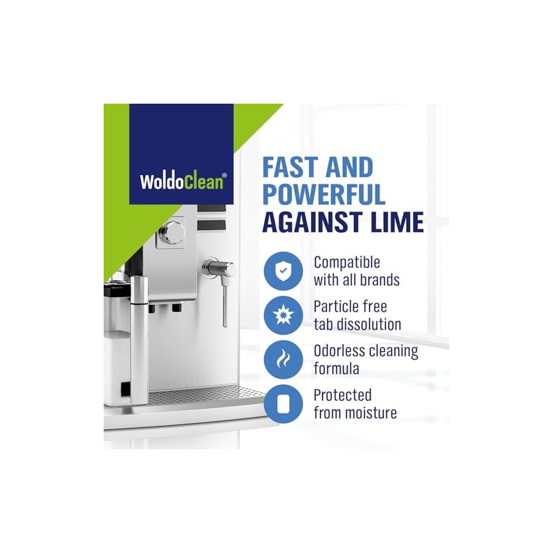 WoldoClean Coffee Machine Cleaner & Descaler Tablets - 20 Count