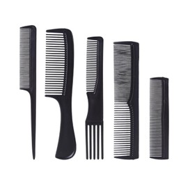 UYRVAPE Haarkamm Kamm Set - 5pcs Friseur Präzisionskamm, Normale Zahnkamm und Doppelzahnkamm, Professioneller HairComb, Starker, Langlebiger, Antistatischer für Männer und Frauen, Schwarz