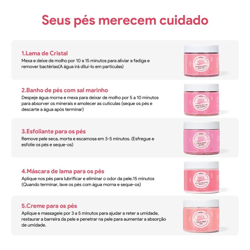 Kit Spa Pies De 5 Profesional Exfoliante Hidratante Pedicure