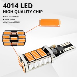 JRQLOV Super Bright T15 4014 45SMD LED Reverse Lights Non Polarity CANBUS Error Free 912 921 906 W16W 904 Car Bulbs Chipsets for Truck Lights Backup Lights Turn Signal Lights Yellow 4PCS