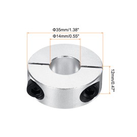 QUARKZMAN Aluminium Adjustment Rings 14 mm Inner Diameter Double Split Clamping Ring Silver Shaft Ring Bore Set Screws Clamping Rings Depth Stop for Drill Car Robotics Pack of 4