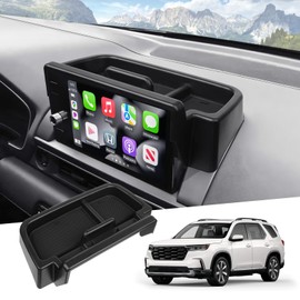 FIILINES Center Console Dash Organizer for Honda Pilot Elite/Touring/TrailSport/EX-L 2023-2026, Dash Tray for Pilot ABS Behind Screen Dash Storage Box Accessories Black