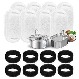 PETPNR Pet Water Filter, Cat Dog Water Drinking Water Founder, Filter with Sponge Replaceable Set of 8 Replacement Filters, Pet Automatic Water Filters