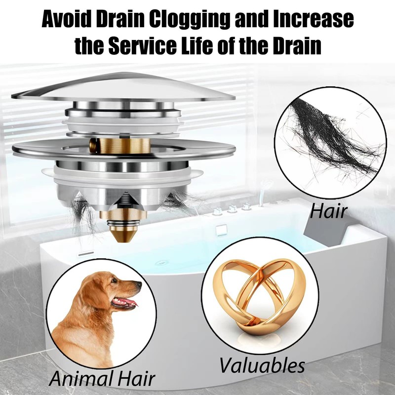 Anlige Bathtub Drain Stopper, Pop Up Tub Stopper and Cover,