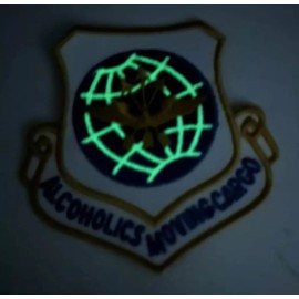 Alcoholics Moving Cargo Patch – With Hook and Loop – 3″ Glow in the Dark