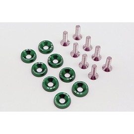 Universal Aluminum Alloy Engine Bay Fender Bumper Dress Up Washers Kit, Bolts M6 P1.0, Green (Pack of 8)