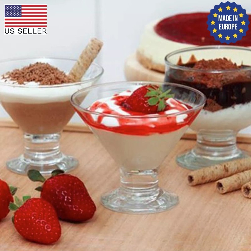LAV Ice Cream Glass Bowl Set, Elegant Ice Cream Sundae